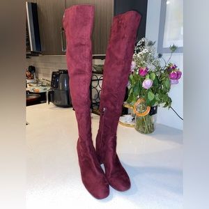 Marc Fisher Burgundy Over-the-Knee Heels